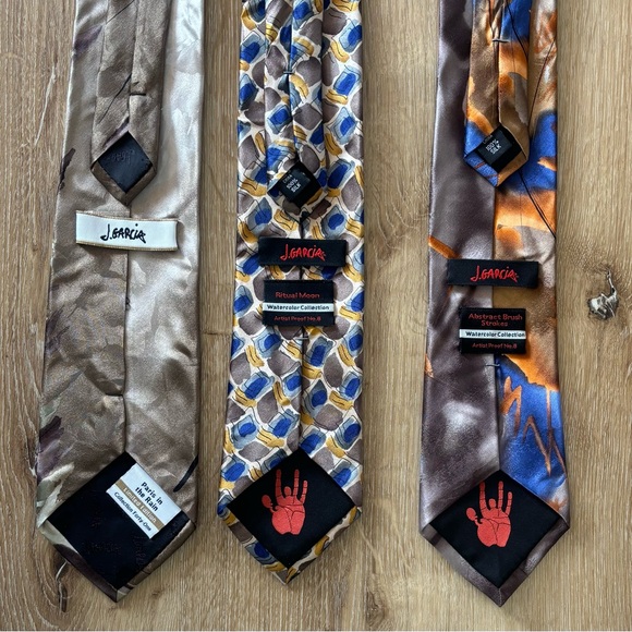 Curated Elegant J. Garcia Men's Ties - set of 3. Multicolor browns, black, gray - Picture 6 of 6